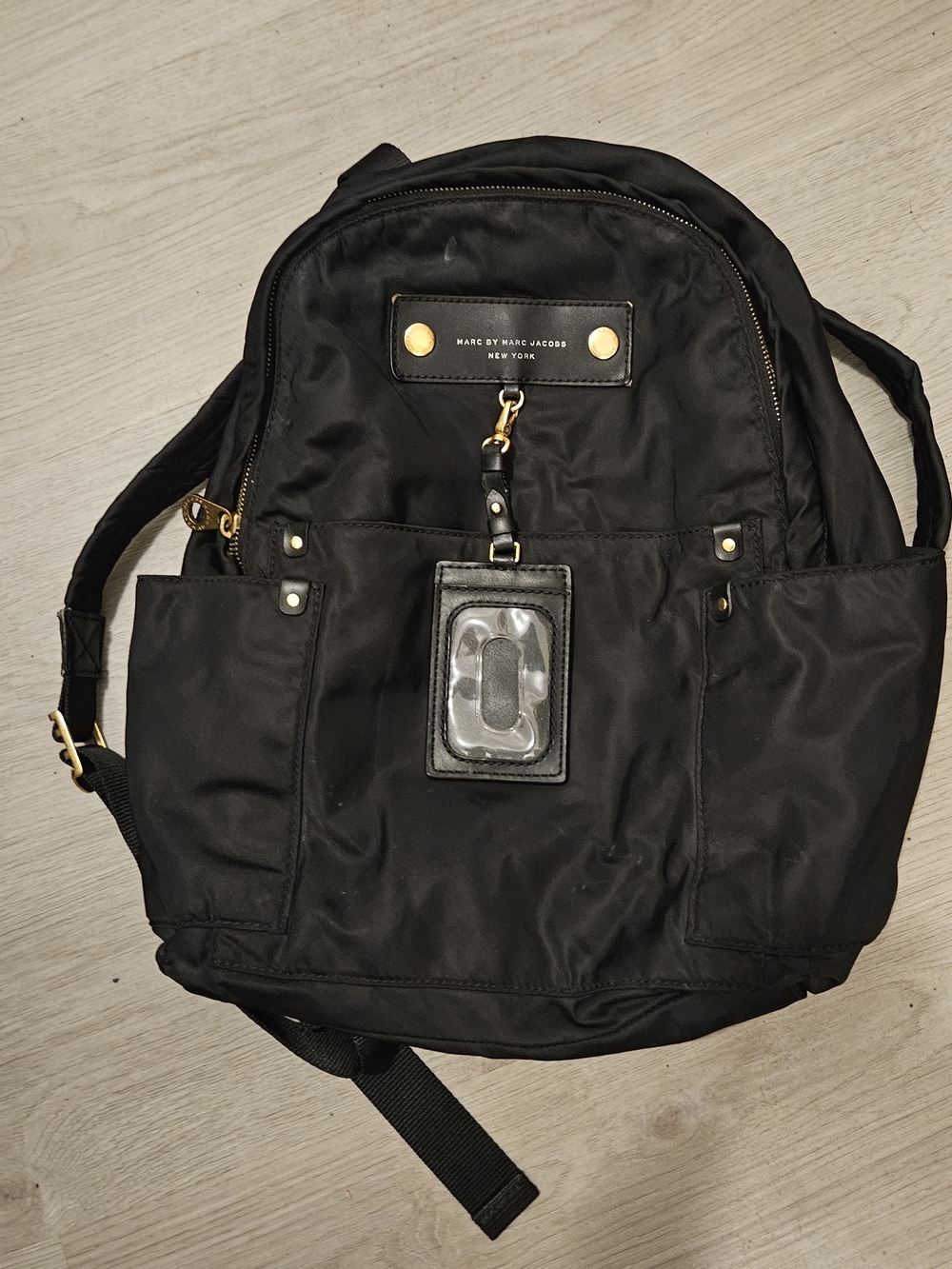Marc by Marc Jacobs Black Nylon Backpack with Gold Hardware